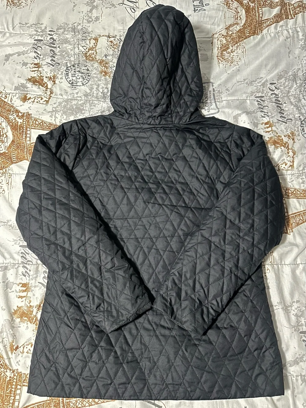 Columbia Black Quilted Jacket with Coral Accents - Picture 5 of 5